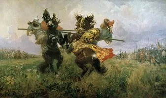 Богатыри сражаются перед Куликовской битвой