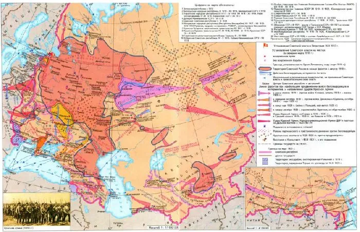 Карта Гражданской войны в России