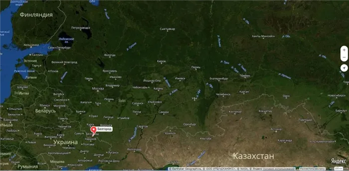Белгород на карте России