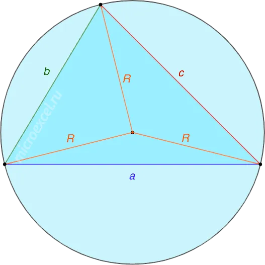 Треугольник ABC с радиусом границы r r