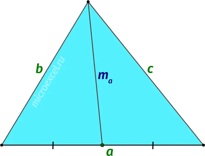 Длины через длины сторон треугольника