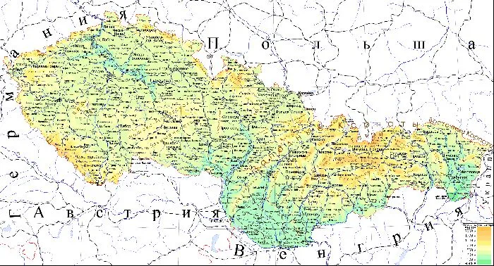 Чешская Республика и Словакия, карта.