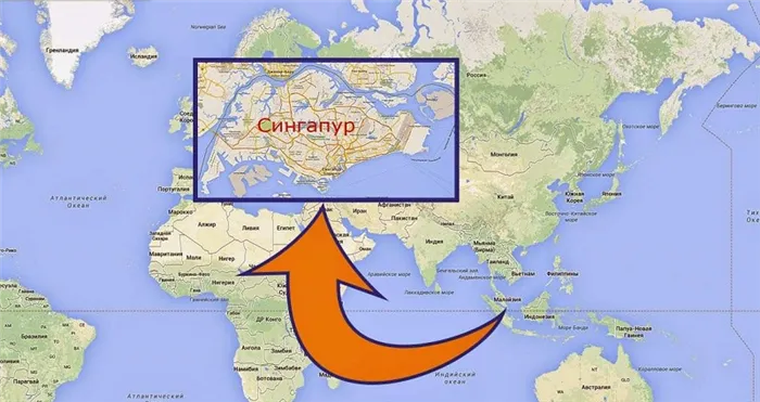 Где находится Сингапур на карте мира?