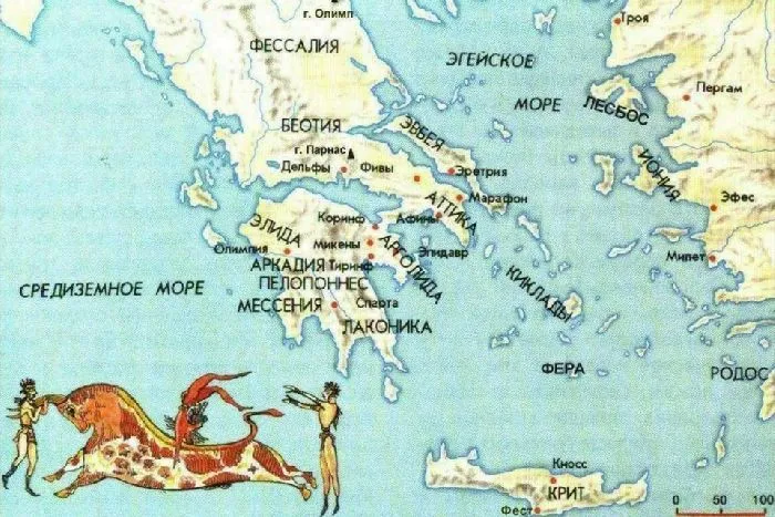 Карта Древней Греции.