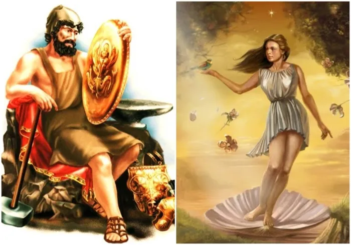 Слева направо: Гефест. \Афродита.