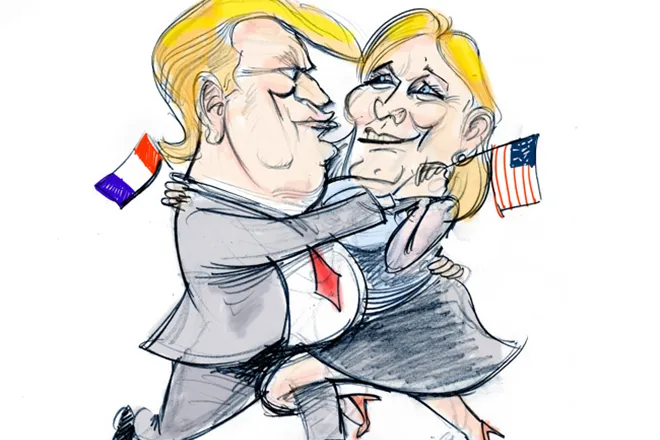 Портрет Марин Ле Пен и Дональда Трампа.