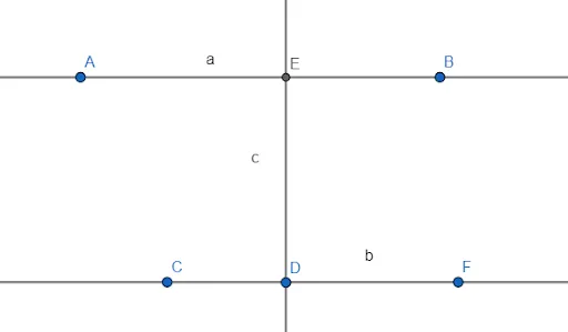 Из изученного материала делаем вывод о логических свойствах двух прямых A и B, перпендикулярных третьей C. Они параллельны друг другу: A |||| B.