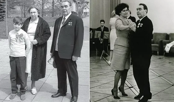 Леонид Ильич Брежнев с женой, сыном и дочерью.