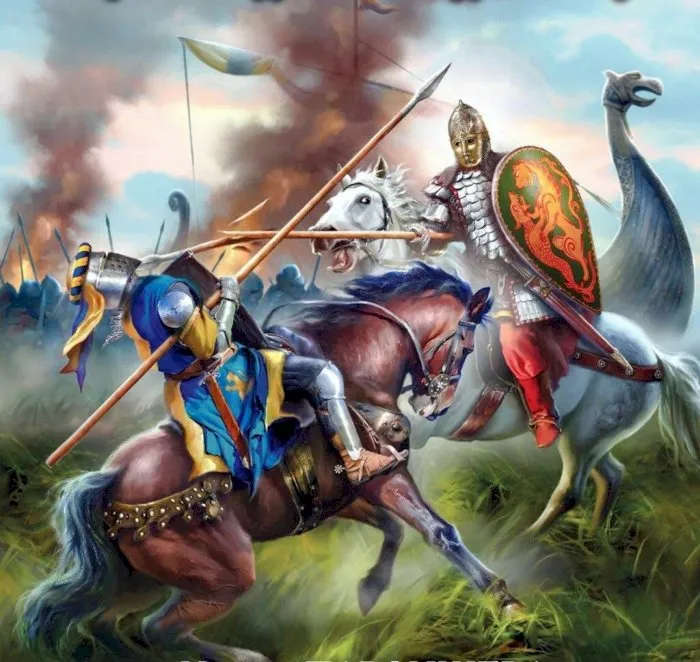 Шведские рыцари в Невской битве