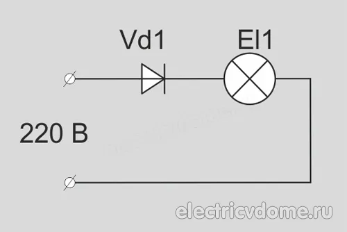 Диаграмма включения диодов для ламп