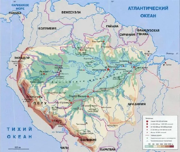 Бассейн Амазонки на карте