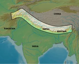 Расположение Гималаев на карте