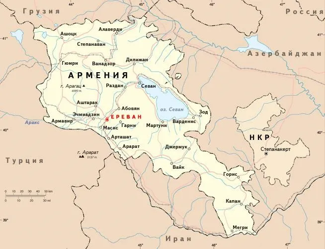 Карта Нагорного Карабаха.