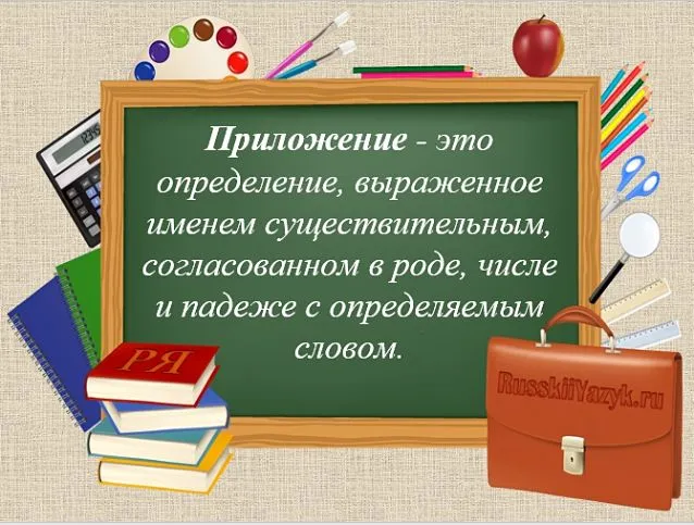 Приложение - это приложение к русскому языку, каково определение