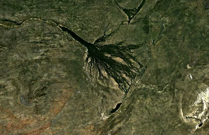 Дельта Окаванго, вид с воздуха.