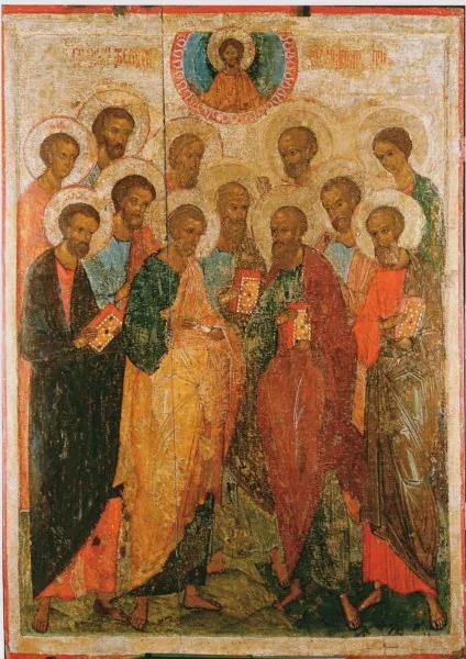 Собор Двенадцати апостолов (Новгородская икона, 15 век)