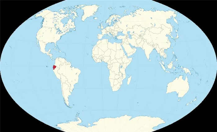 Эквадор на карте мира.