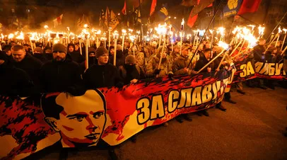 Факельное шествие в честь дня рождения Степана Бандеры в Киеве