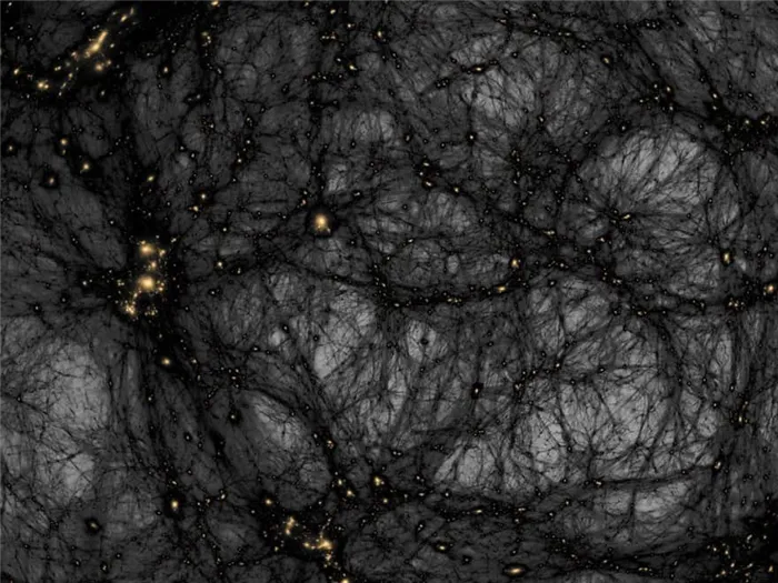 Модель распределения темной материи во Вселенной 13.6 миллиардов лет назад. 
