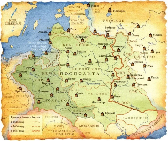 Ресь Посполитая на карте 16 века