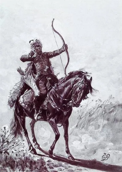 Конный лучник из состава войска крымского хана. Рисунок художника Вацлава Павлишака