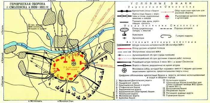 Карта осады Смоленска 1609-1611 годов