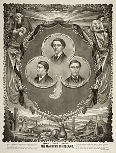 Three Manchester Martyrs of 1867; at right is Michael O'Brien a former Corporal of Battery E 1st New Jersey Artillery regiment