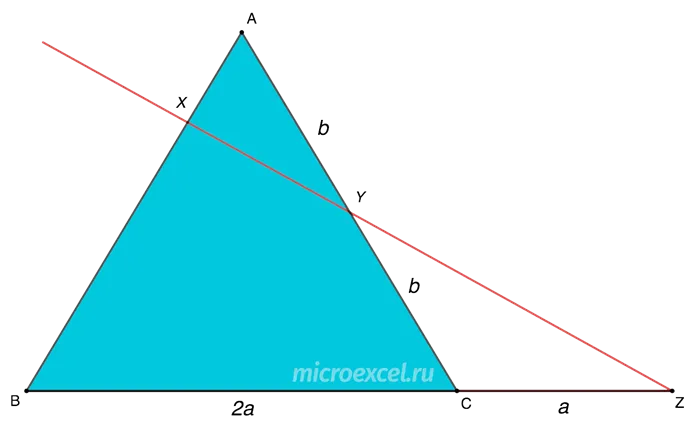 Теорема Менелая для треугольника