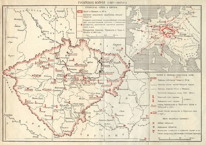 Гуситские войны на карте