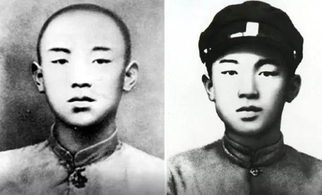 Ким Ир Сен с первой женой и сыном