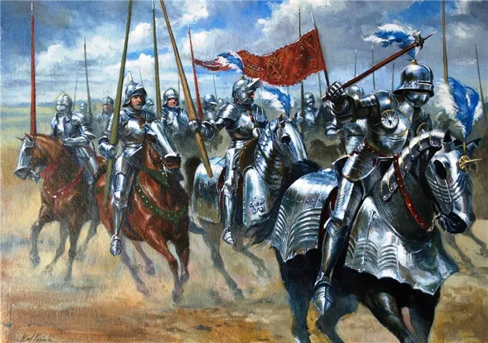 Рыцари конца XV века в бою.