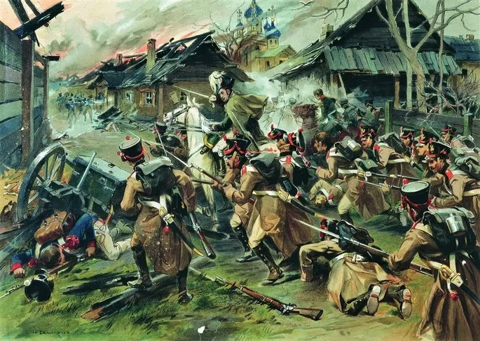 романтизм Николай Самокиш. Бой за Малоярославец 12 октября 1812 года