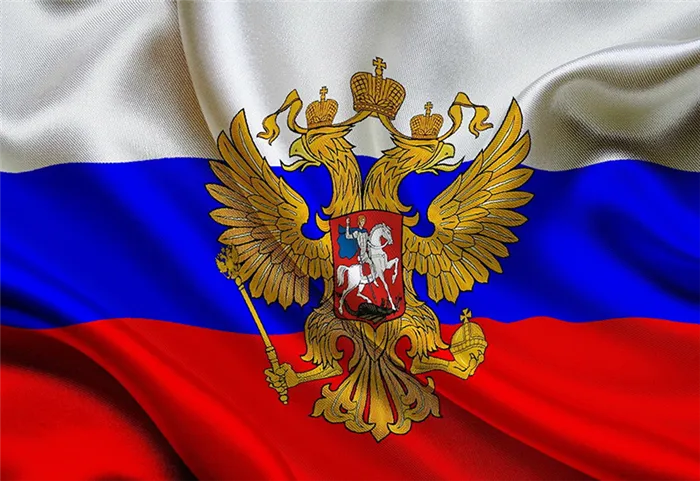 Рисунок герба Российской Федерации в одноцветном варианте в геральдическом щите