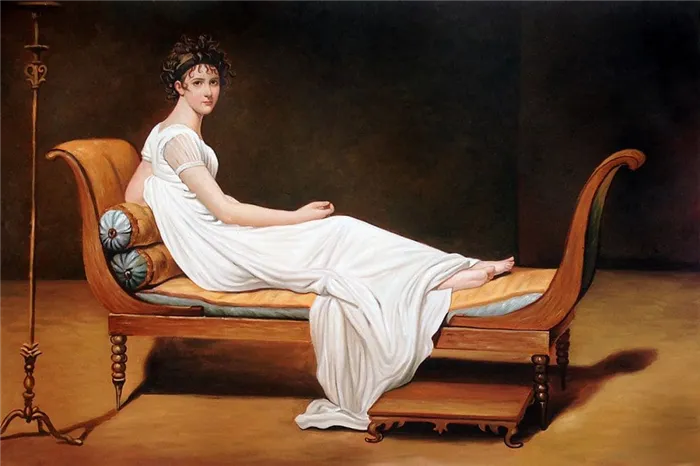 Жак Луи Давид «Портрет мадам Рекамье», 1800 год Местонахождение: Лувр, Париж, Франция