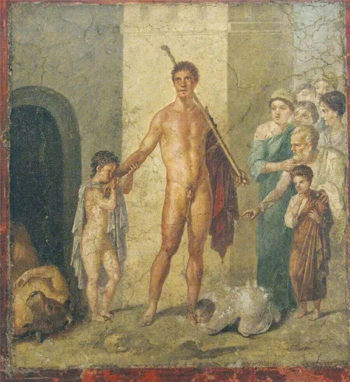 Тесей-освободитель. Фреска в Помпеях