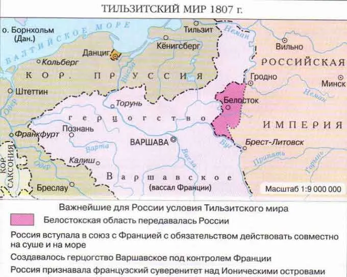 Условия и итоги тильзитского мира