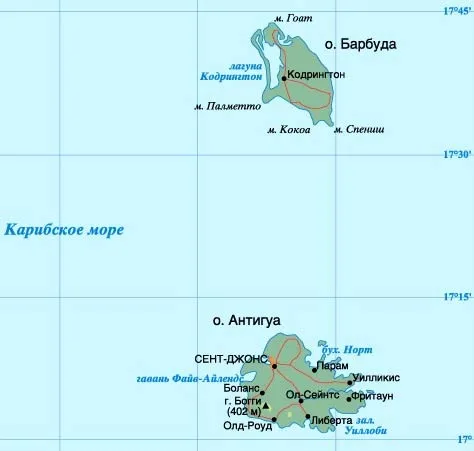 карта Антигуа и Барбуда