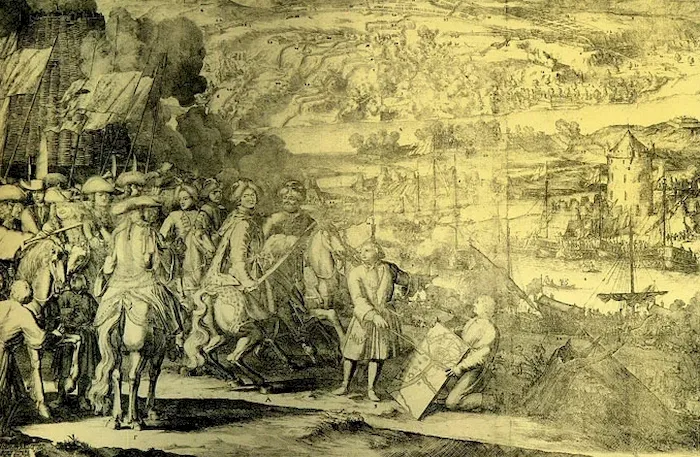 Осада Азова 1696 гравюра Шхонебека