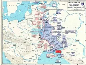 Карта битвы за Днепр и сопутствующих ей операций (на англ. яз.)