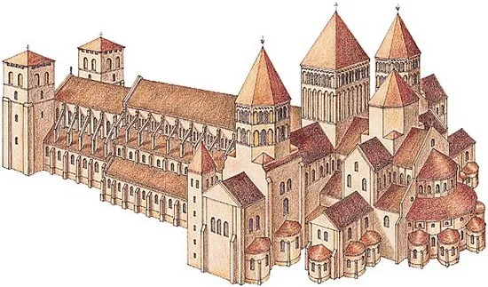 Аббатство Клюни - пример французской церкви в романском стиле