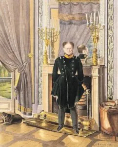 Л. И. Киль. Портрет великого князя Константина Павловича у камина во дворце в Варшаве, 1829—1830