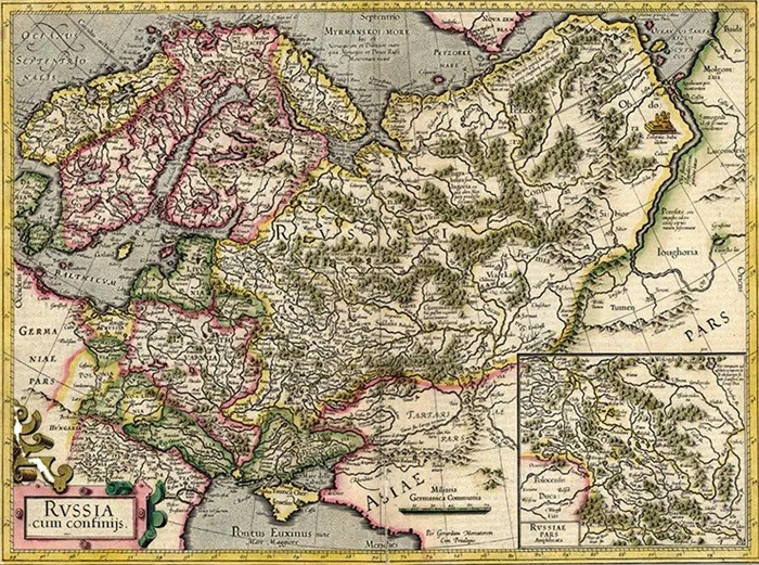 Карта России из Атласа мира 1595 г. Российская национальная библиотека