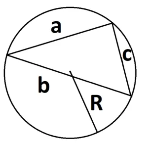 площадь треугольника если есть радиус описанной окружности