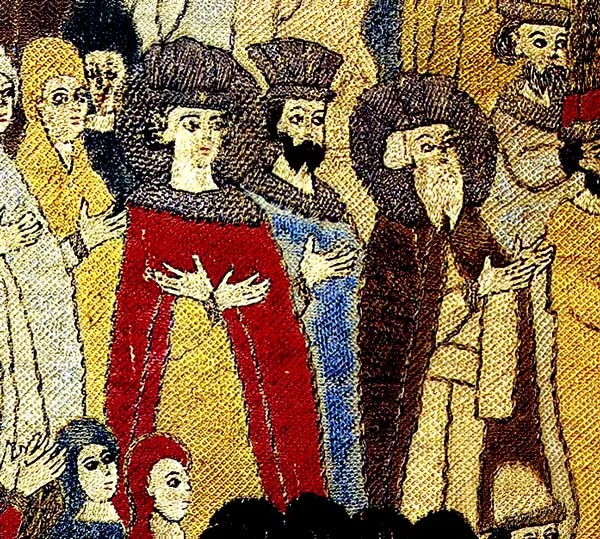 Иван III Васильевич с семьёй. Фрагмент шитой пелены 15 век 