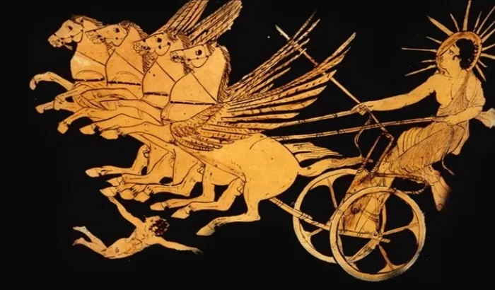 Изображение Гелиоса на античной вазе.