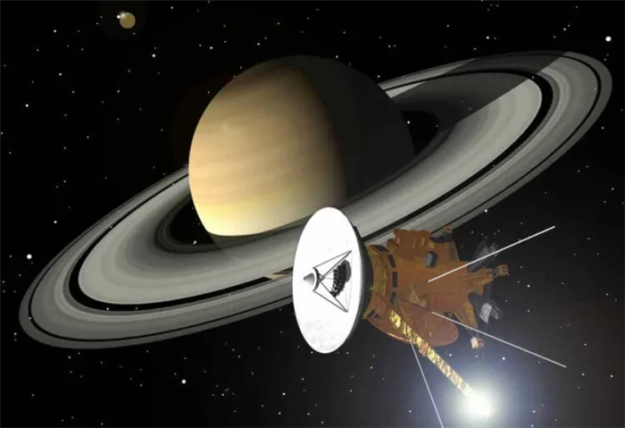Изучение Титана — самого крупного спутника Сатурна. Космический аппарат «Кассини». Фото.