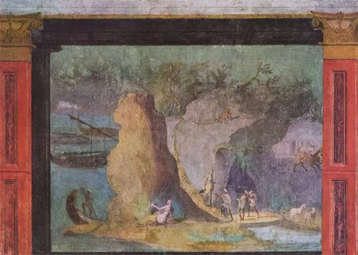 Пейзаж с сюжетом из Одиссеи, Рим, прибл. 60 - 40 год до н.э.