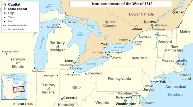 карта Англо-Американская война 1812