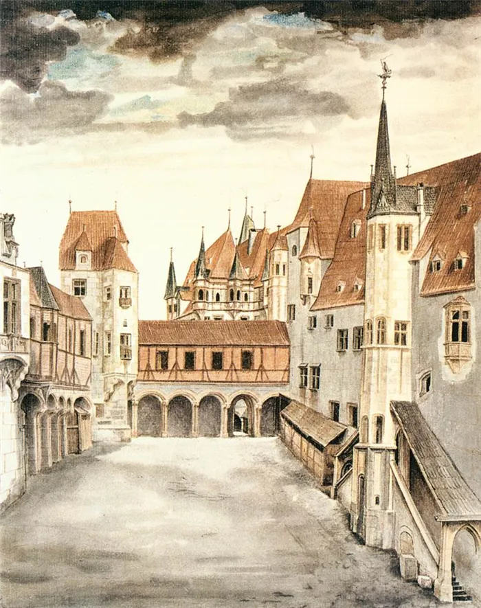 1494 Дворик замка в Инсбруке с облаками