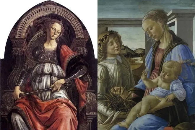 Картины Сандро Боттичелли «Аллегория силы» и «Мадонна Евхаристии»